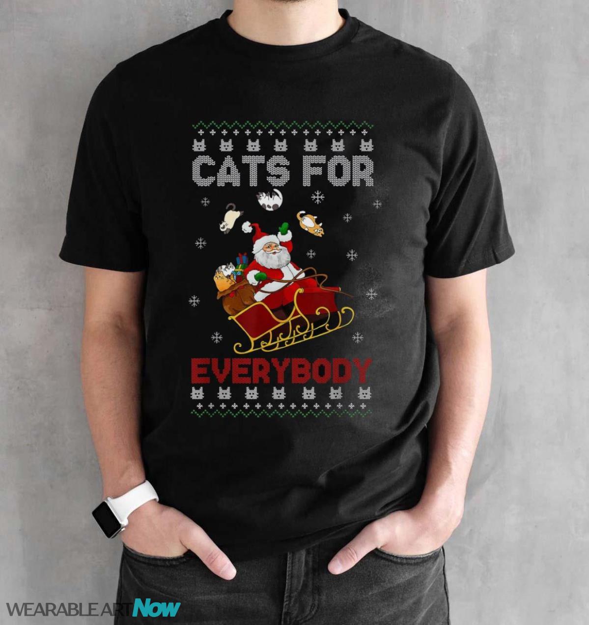 Cat Ugly Christmas Sweater Cat Lover Christmas T-Shirt Sweatshirt Hoodie - Black Unisex T-Shirt
