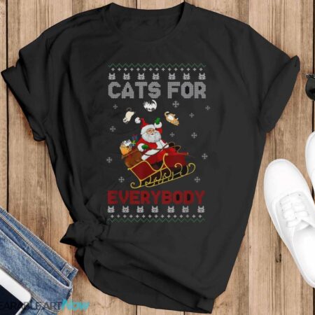 Cat Ugly Christmas Sweater Cat Lover Christmas T-Shirt Sweatshirt Hoodie - Black T-Shirt