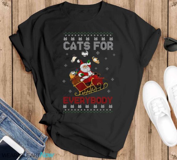 Cat Ugly Christmas Sweater Cat Lover Christmas T-Shirt Sweatshirt Hoodie - Black T-Shirt