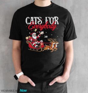 Cats for Everybody Funny Santa Sleigh Christmas T-Shirt Sweatshirt Hoodie - Black Unisex T-Shirt
