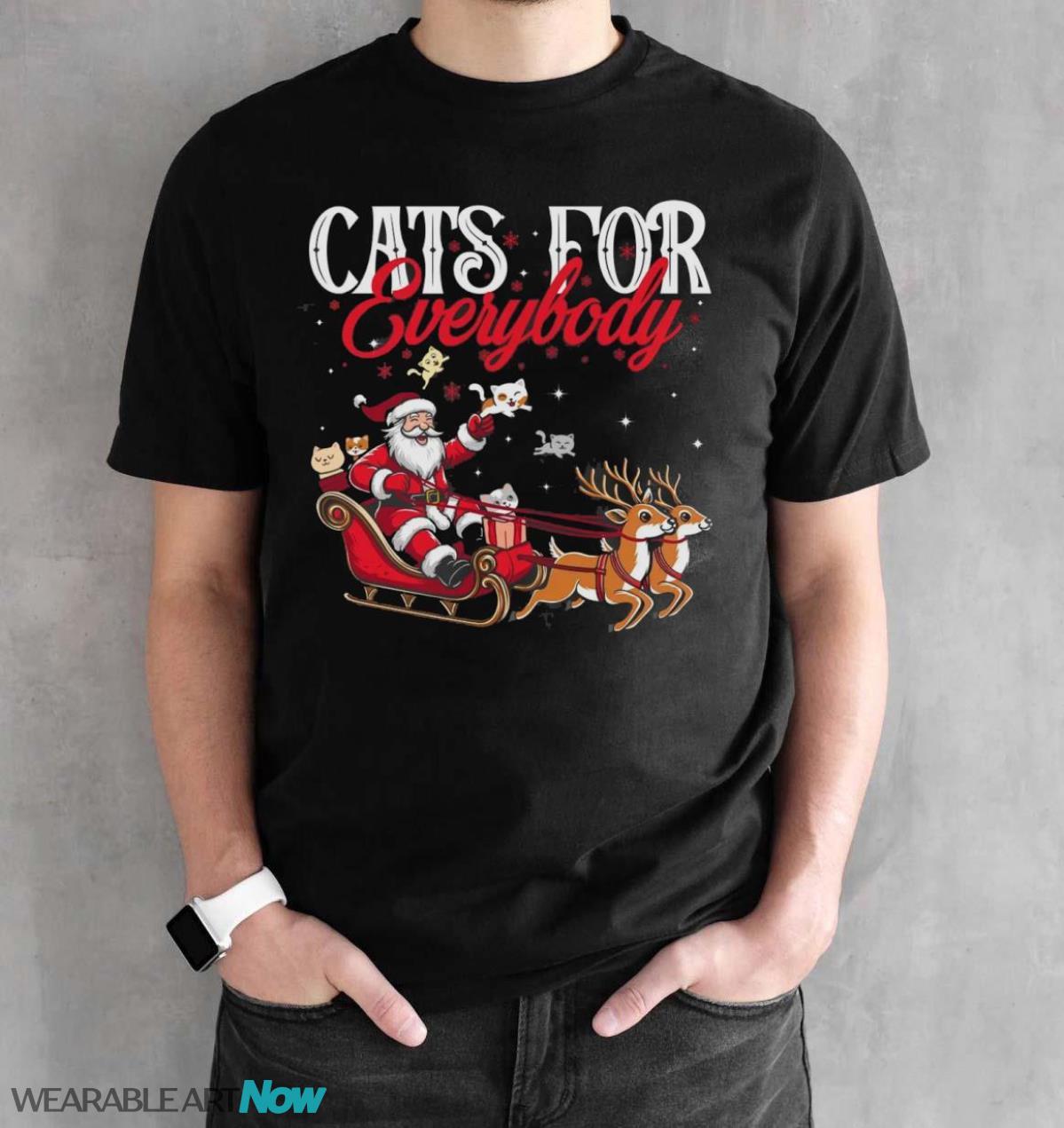 Cats for Everybody Funny Santa Sleigh Christmas T-Shirt Sweatshirt Hoodie - Black Unisex T-Shirt