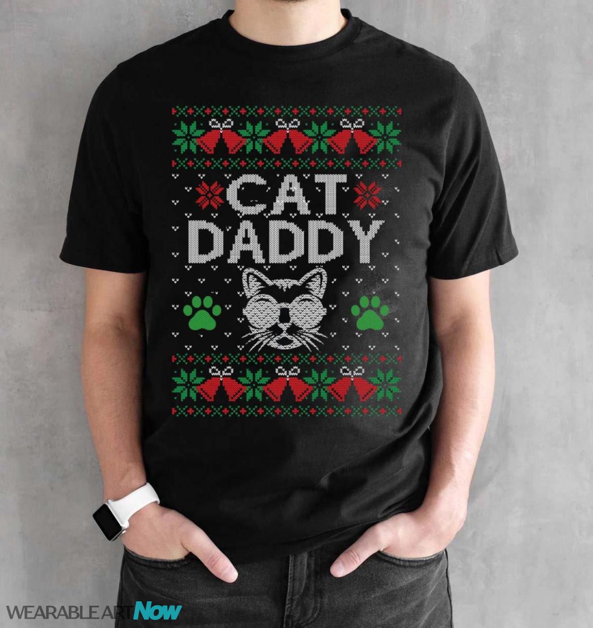 Christmas Sweatshirt Cat Dad, Cat Dad Christmas T-Shirt Sweatshirt Hoodie - Black Unisex T-Shirt