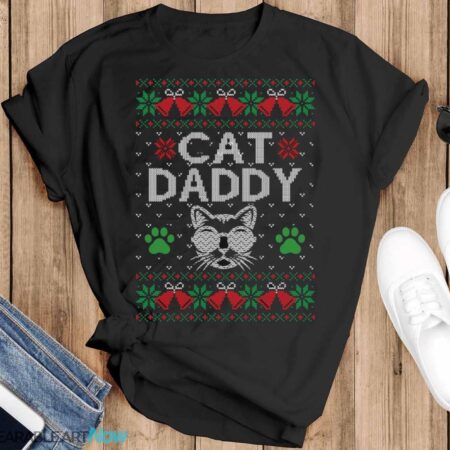 Christmas Sweatshirt Cat Dad, Cat Dad Christmas T-Shirt Sweatshirt Hoodie - Black T-Shirt