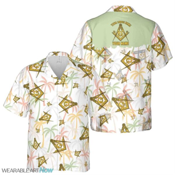 Custom Masonic Master Mason Tropical Summer Pattern Hawaiian Shirt Product Photo 1