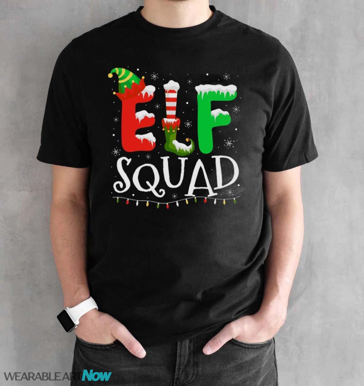 Elf Family Christmas Matching Pajamas Xmas Elf Squad T-Shirt Sweatshirt Hoodie - Black Unisex T-Shirt