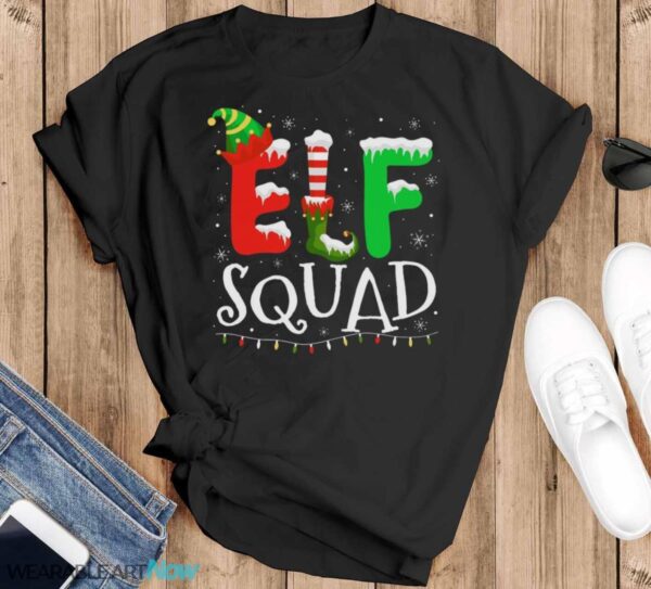 Elf Family Christmas Matching Pajamas Xmas Elf Squad T-Shirt Sweatshirt Hoodie - Black T-Shirt