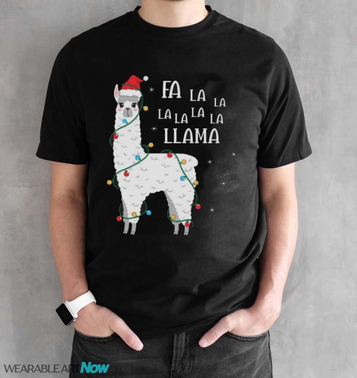 Fa La La Llama Christmas T-Shirt Sweatshirt Hoodie - Black Unisex T-Shirt