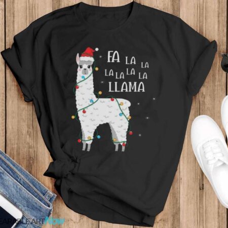 Fa La La Llama Christmas T-Shirt Sweatshirt Hoodie - Black T-Shirt