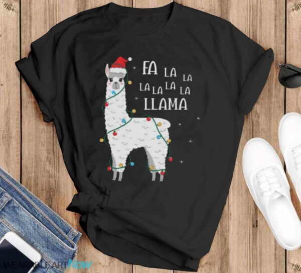 Fa La La Llama Christmas T-Shirt Sweatshirt Hoodie - Black T-Shirt