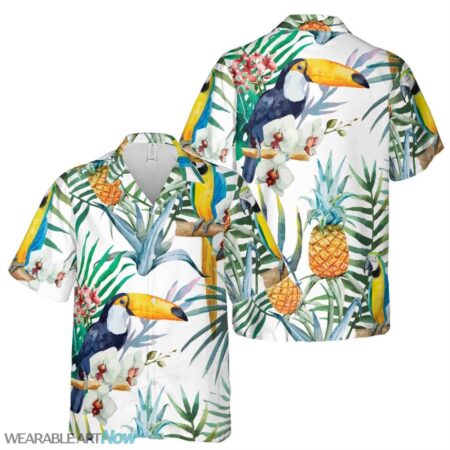 Funny Aloha Parrot Bird Tropical Forest Hawaiian Shirt Product Photo 1