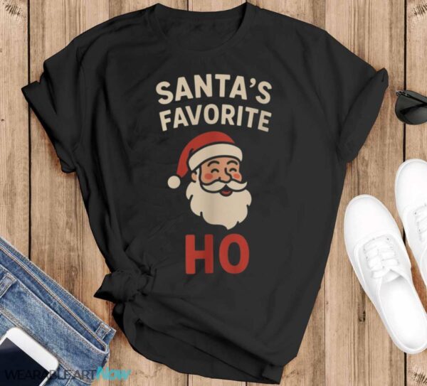 Funny Christmas Sweatshirt Santa's Favorite Ho Ugly Xmas - Black T-Shirt