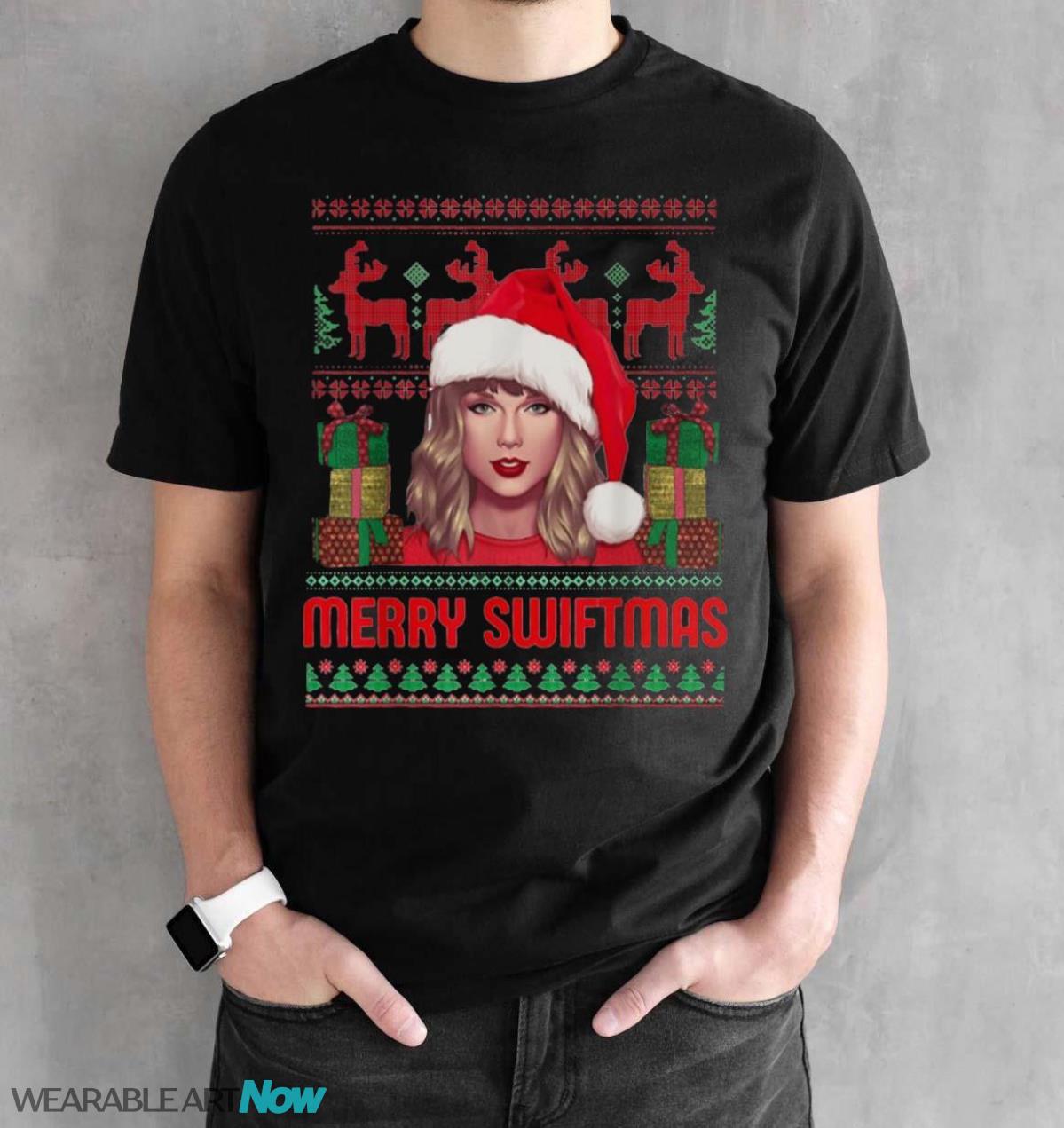 Funny Merry Swiftmas Era Women Christmas Ugly Sweater Xmas T-Shirt Sweatshirt Hoodie - Black Unisex T-Shirt
