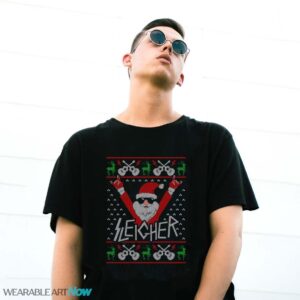 Funny Ugly Christmas Sweater Sleigher Santa Christmas T-Shirt Sweatshirt Hoodie - G500 Gildan T-Shirt