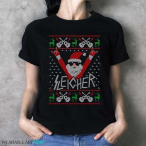 Funny Ugly Christmas Sweater Sleigher Santa Christmas T-Shirt Sweatshirt Hoodie - Ladies T-Shirt