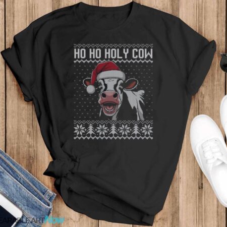 Ho Ho Holy Cow Ugly Christmas Christmas T-Shirt Sweatshirt Hoodie - Black T-Shirt