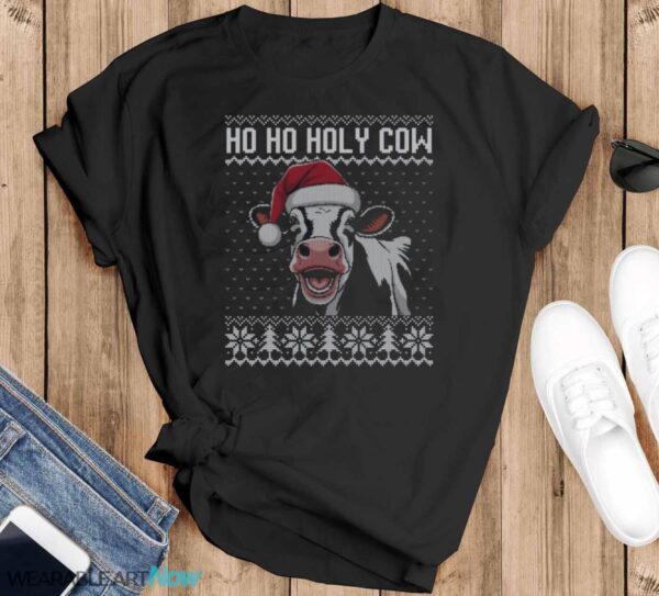 Ho Ho Holy Cow Ugly Christmas Christmas T-Shirt Sweatshirt Hoodie - Black T-Shirt