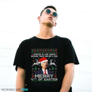 Merry 4th Of Easter Funny Biden Ugly Christmas Shirt T-Shirt Sweatshirt Hoodie - G500 Gildan T-Shirt