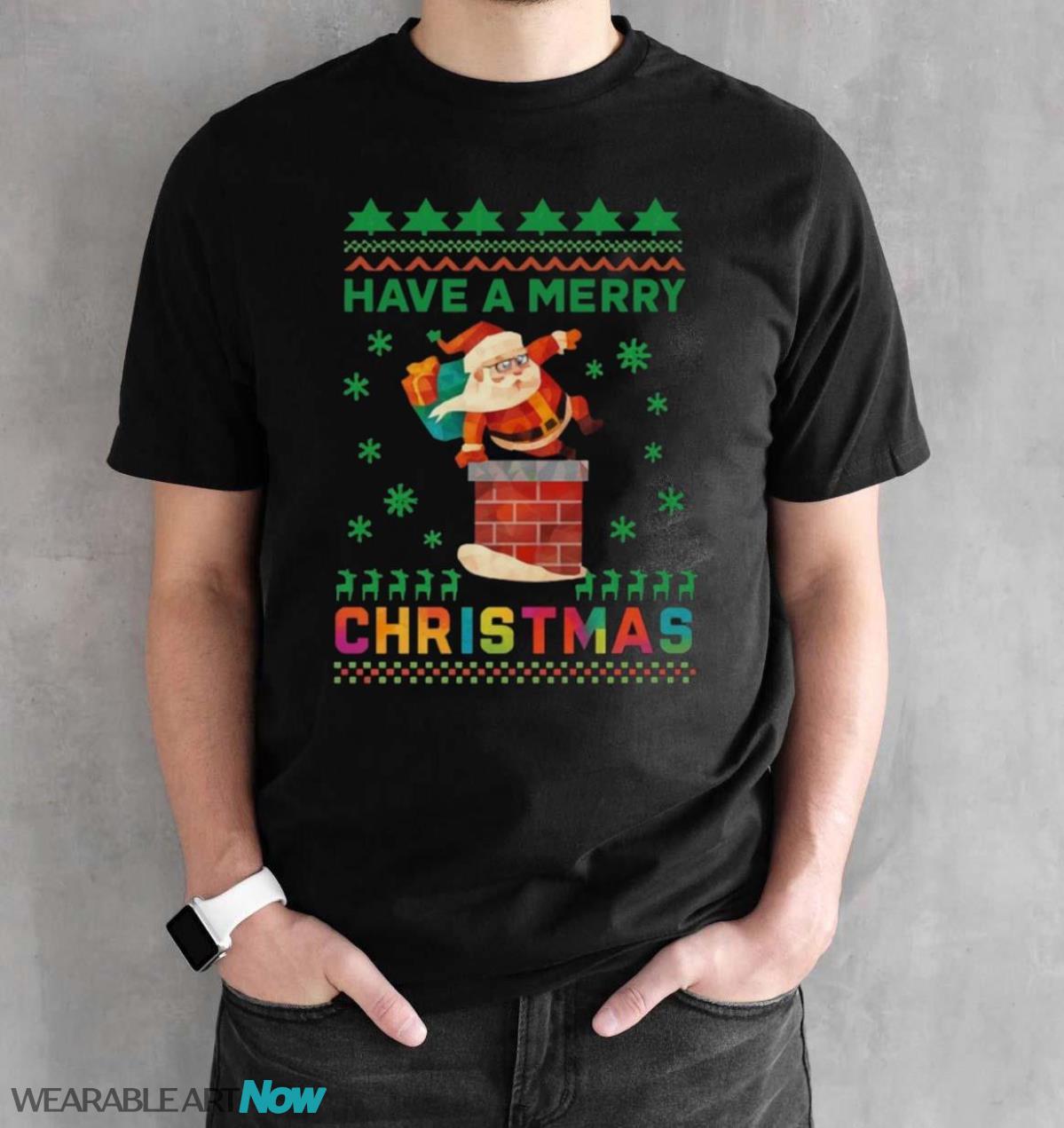 Sweater Style Holiday Sweatshirt Santa in Chimney Christmas T-Shirt Sweatshirt Hoodie - Black Unisex T-Shirt