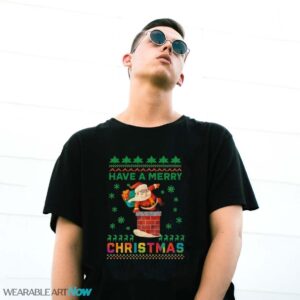 Sweater Style Holiday Sweatshirt Santa in Chimney Christmas T-Shirt Sweatshirt Hoodie - G500 Gildan T-Shirt