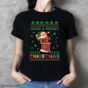 Sweater Style Holiday Sweatshirt Santa in Chimney Christmas T-Shirt Sweatshirt Hoodie - Ladies T-Shirt