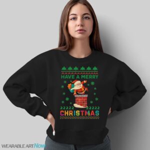 Sweater Style Holiday Sweatshirt Santa in Chimney Christmas T-Shirt Sweatshirt Hoodie - Sweatshirt