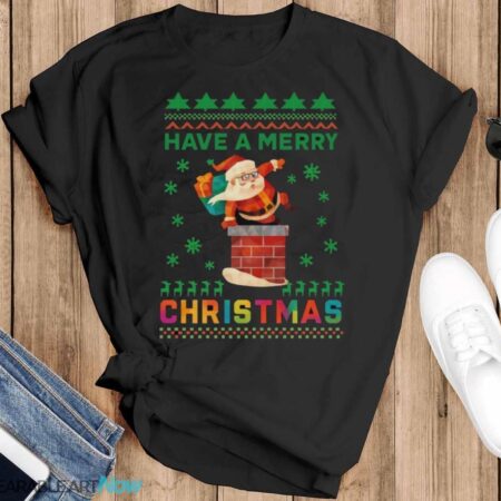Sweater Style Holiday Sweatshirt Santa in Chimney Christmas T-Shirt Sweatshirt Hoodie - Black T-Shirt