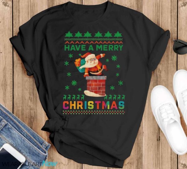 Sweater Style Holiday Sweatshirt Santa in Chimney Christmas T-Shirt Sweatshirt Hoodie - Black T-Shirt