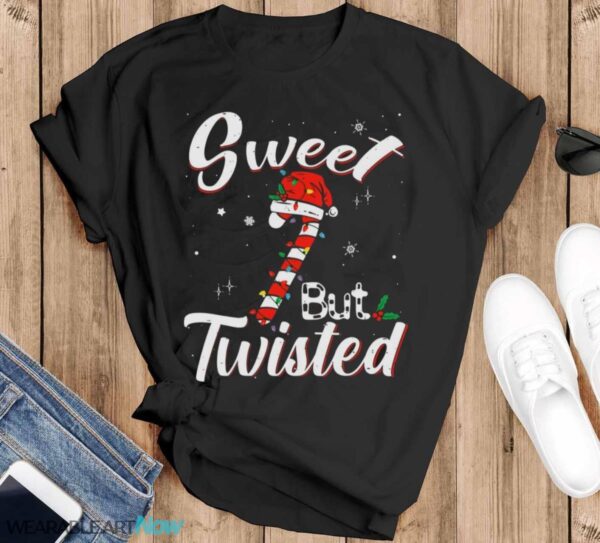 Sweet But Twisted Funny Christmas Candy Cane Xmas Holiday T-Shirt Sweatshirt Hoodie - Black T-Shirt