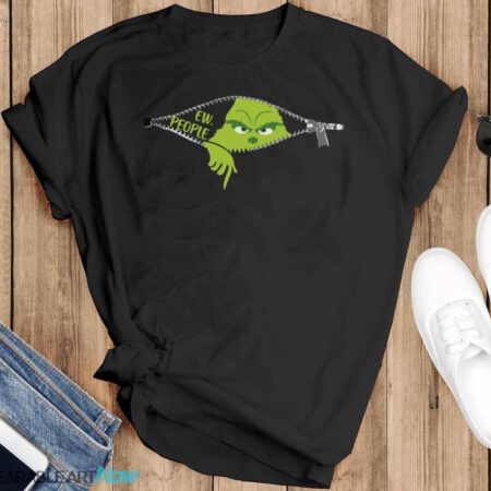 Xmas Grinch Green Color Saying Ew People Christmas T-Shirt Sweatshirt Hoodie - Black T-Shirt