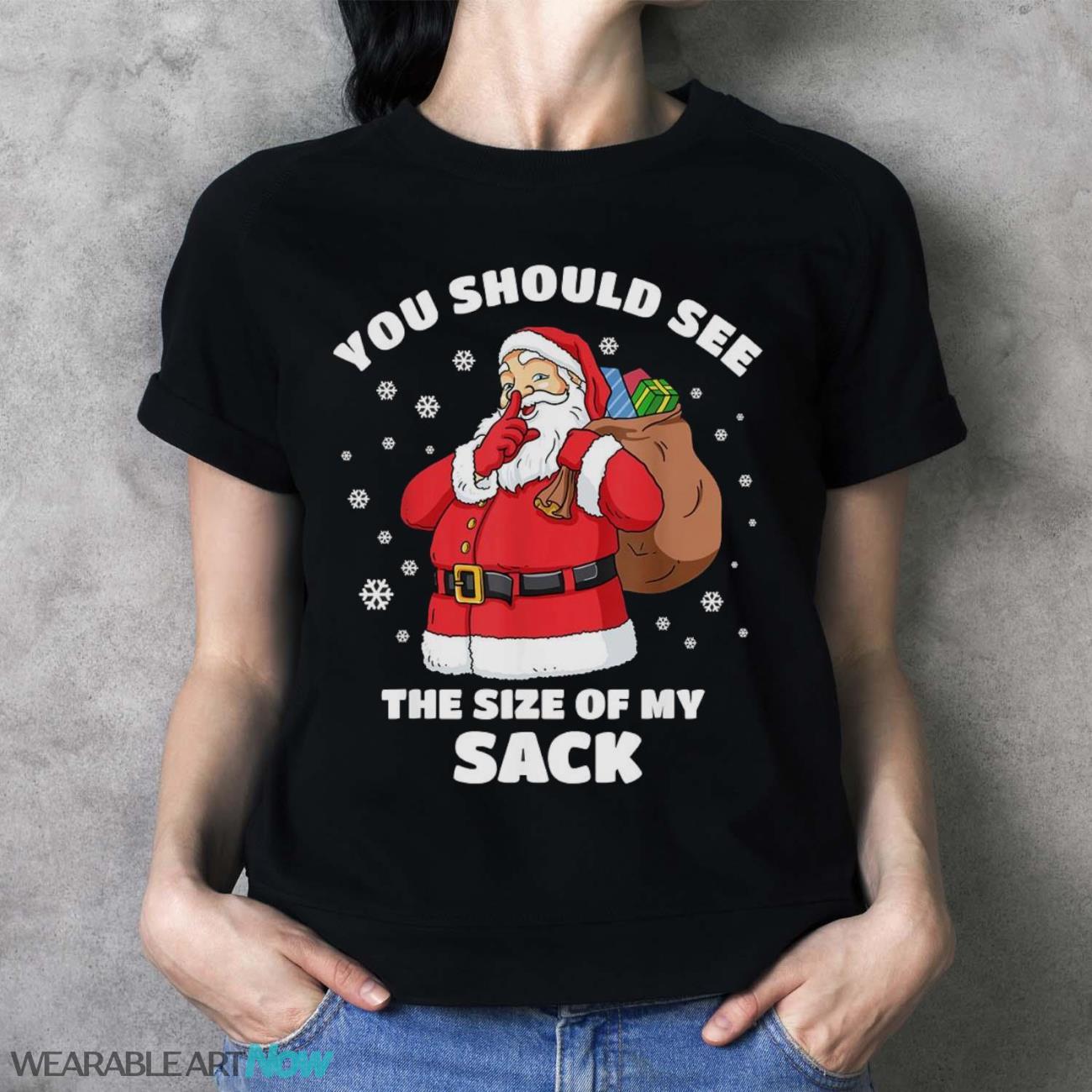You Should See The Size Of My Sack Santa Men Funny Christmas T-Shirt Sweatshirt Hoodie - Ladies T-Shirt
