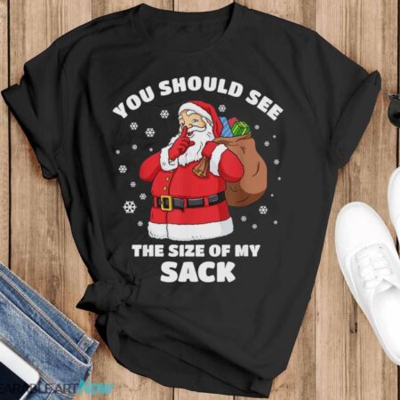 You Should See The Size Of My Sack Santa Men Funny Christmas T-Shirt Sweatshirt Hoodie - Black T-Shirt
