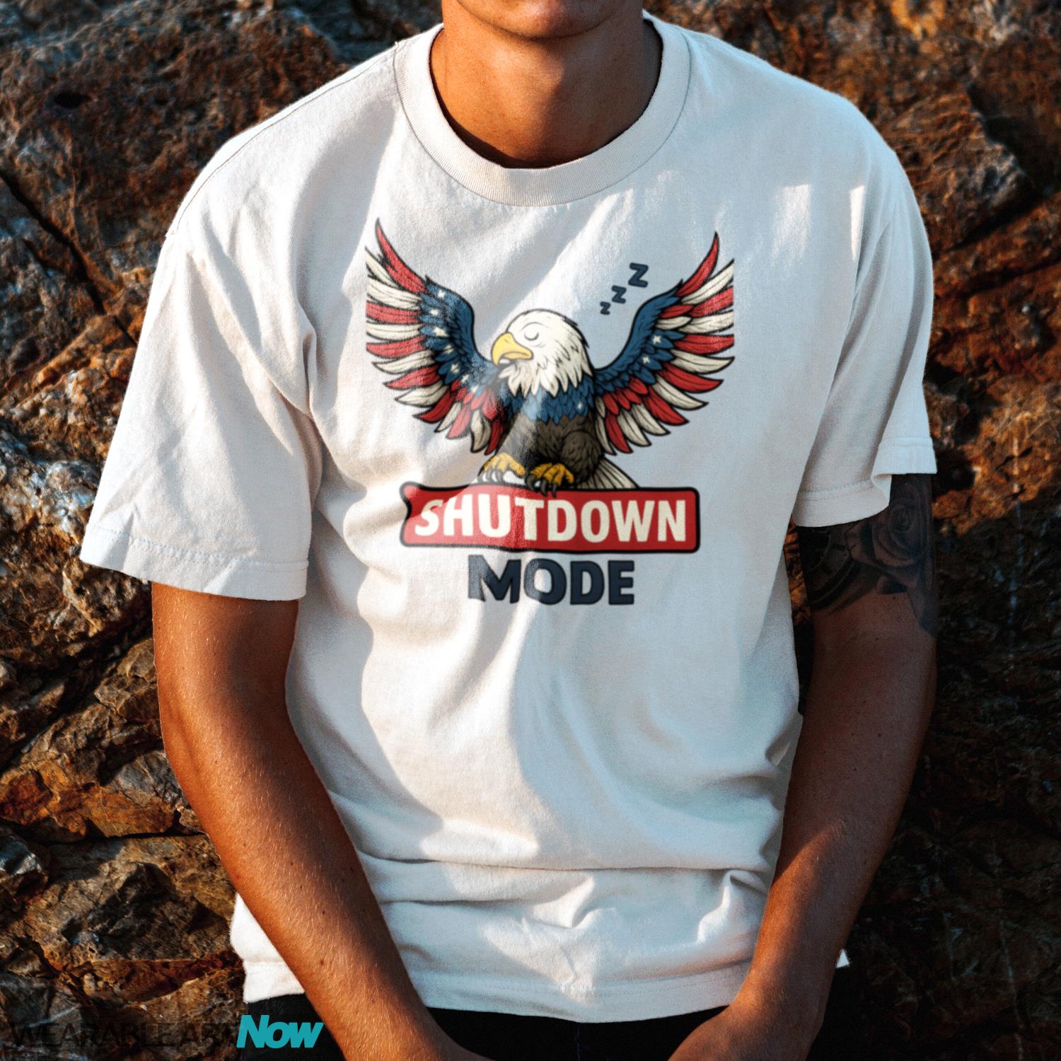 American Eagle Sleeping - Shutdown Mode - Government Shutdown Shirt - G500 Cotton T-Shirt - White