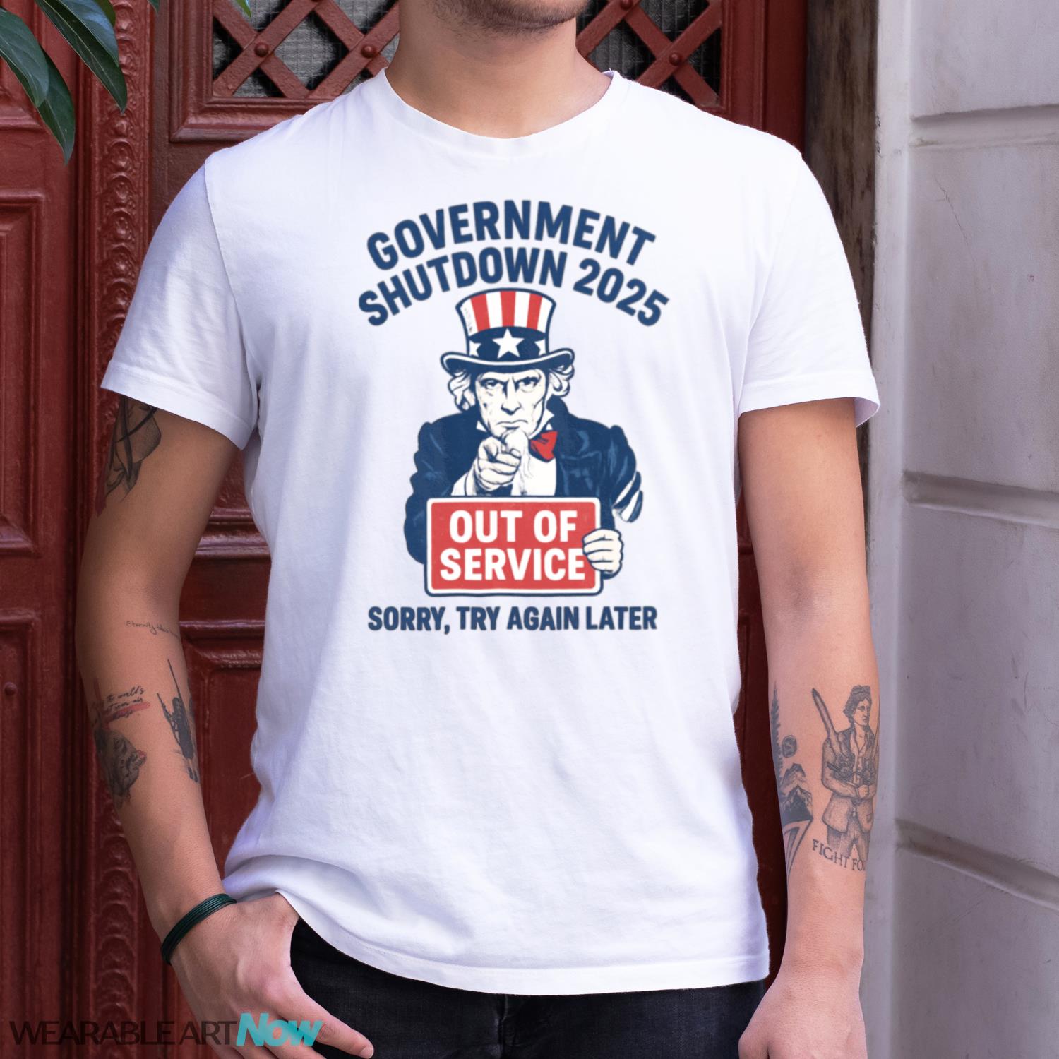 Uncle Sam - Government Shutdown 2025 Shirt - G500 Gildan T-Shirt - White